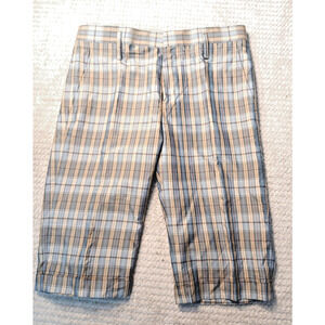 Marc by Marc Jacobs Long Plaid Shorts 100% Silk Men's Size 30 Gray Quiet Luxury